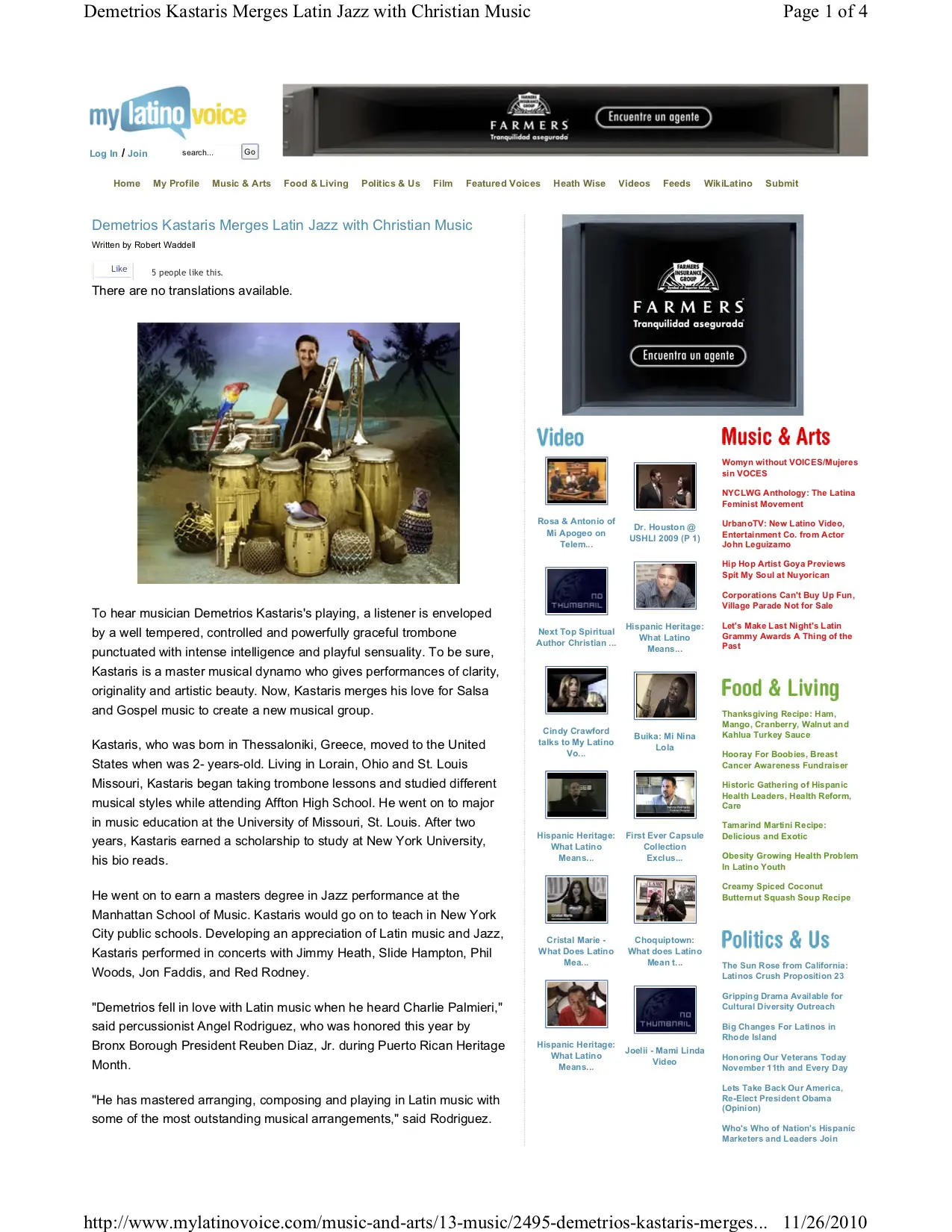 “Demetrios Kastaris Merges Latin Jazz with Christian Music” by Robert Waddell