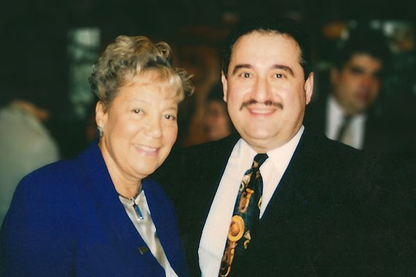 Left: Queens Borough President, Helen M. Marshall, right Demetrios Kastaris at an awards ceremony at the Queens Council on the Arts